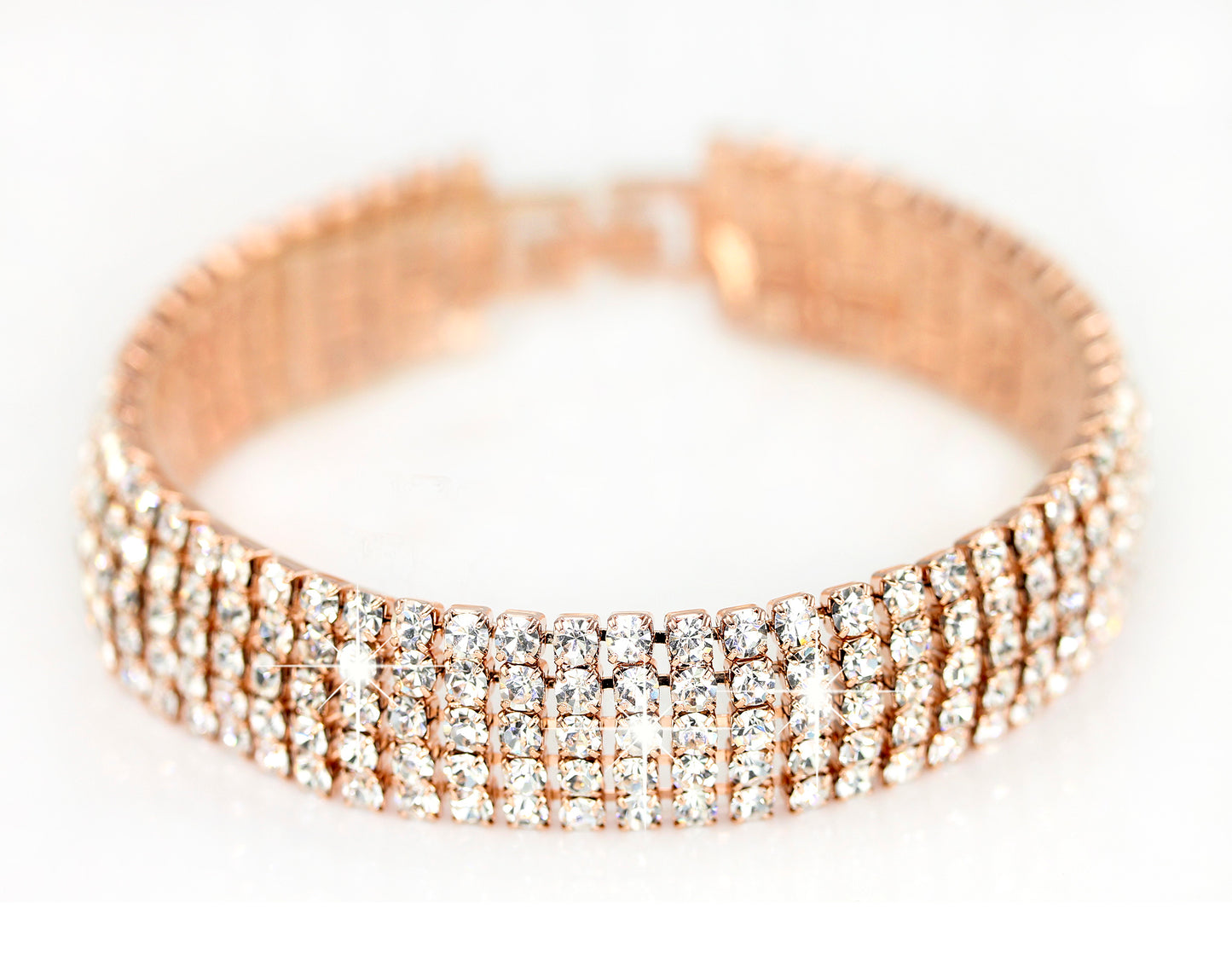 Five row Bracelet Encrusted with Crystals from Swarovski