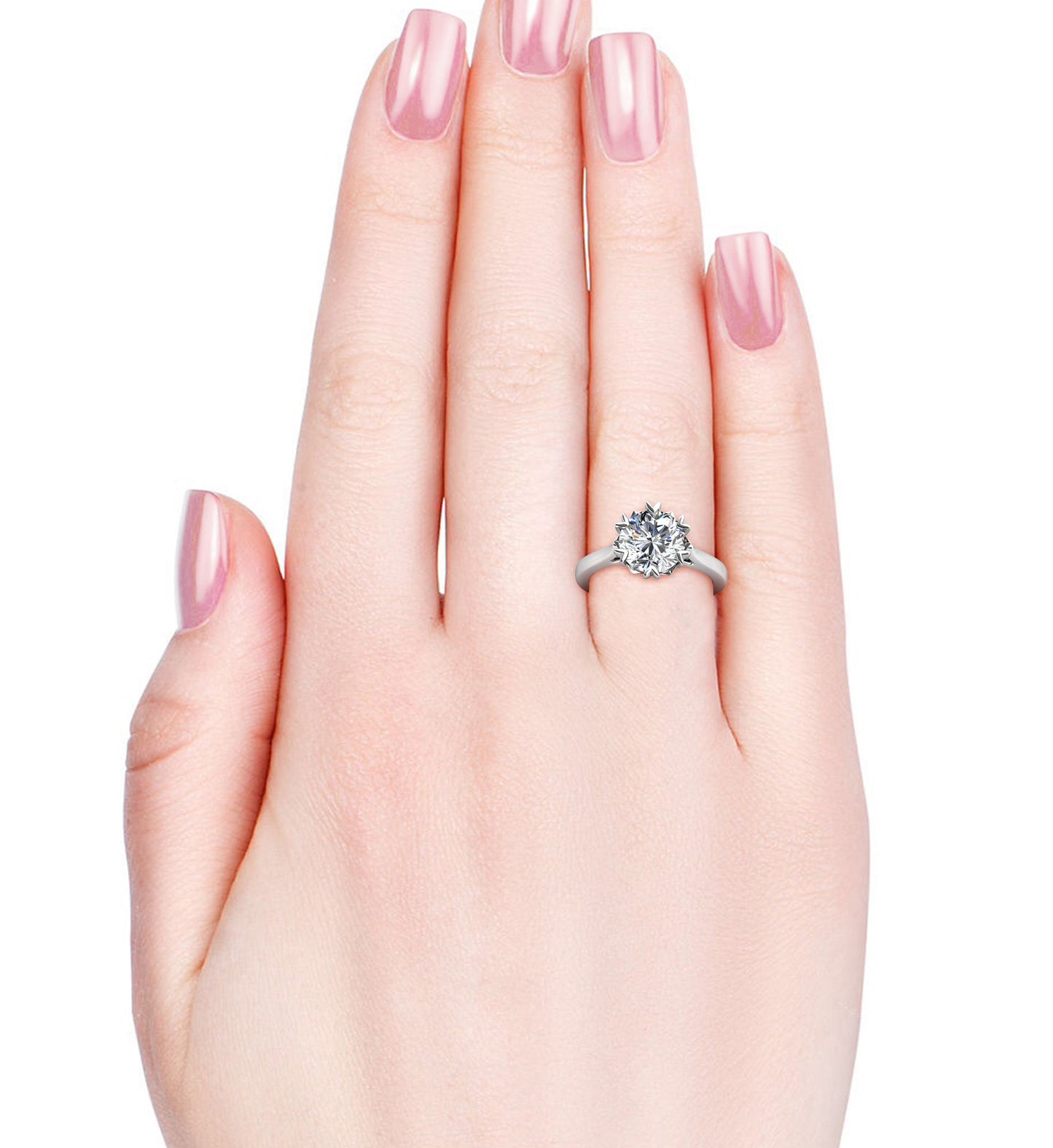 925 Silver 1 Crt Mini Heart Moissanite Diamond Ring
