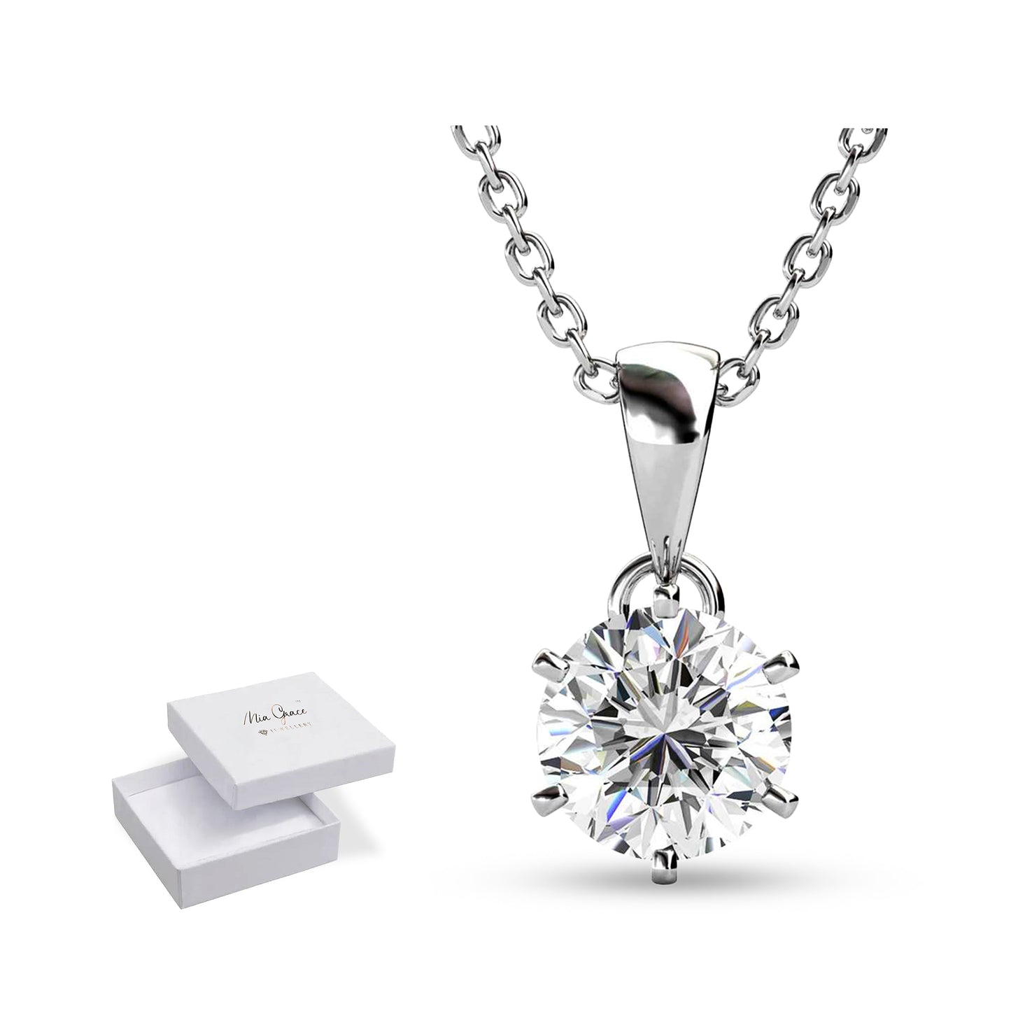 MGJ™ 1ct Moissanite Solitaire Pendant Necklace | 925 Sterling Silver