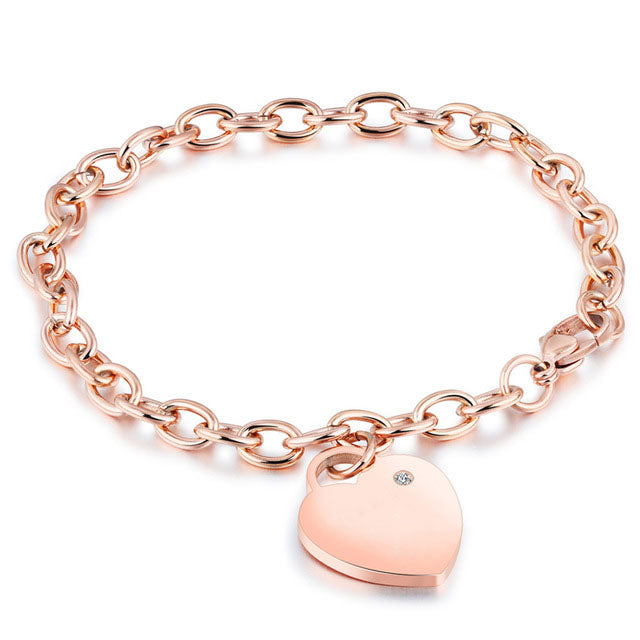 Heart Charm Link Bracelet