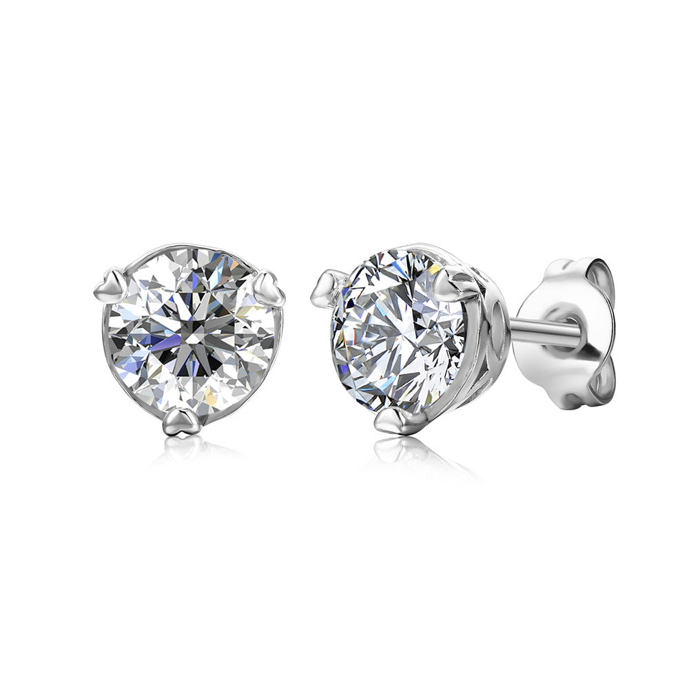 Perfect White Moissanite Diamond Fine Jewellery 925 Sterling Silver Classic Solitaire Stud Earrings