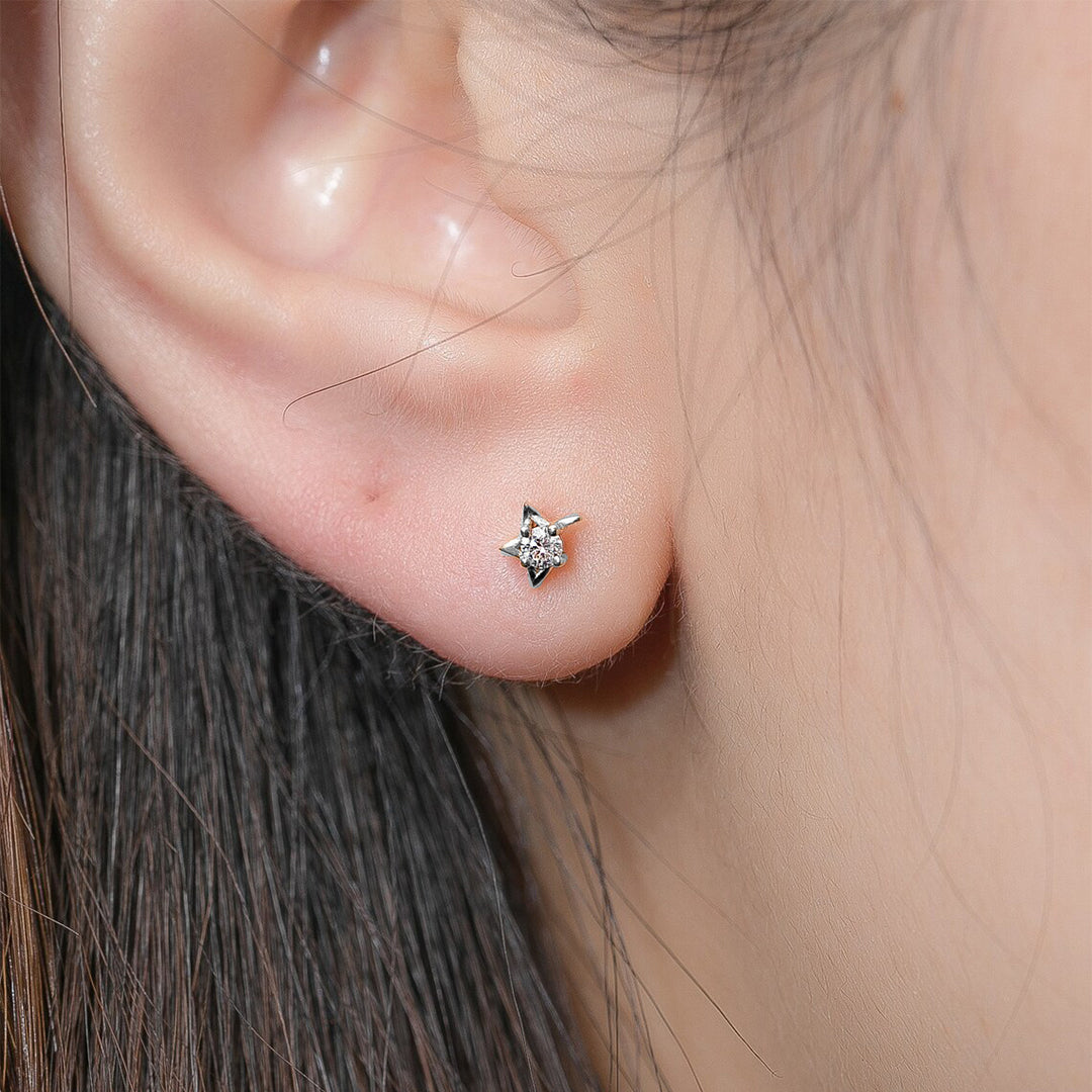 MGJ™ 1ct Moissanite Star Shaped Earrings Studs | 925 Sterling Silver 18K White Gold Plated