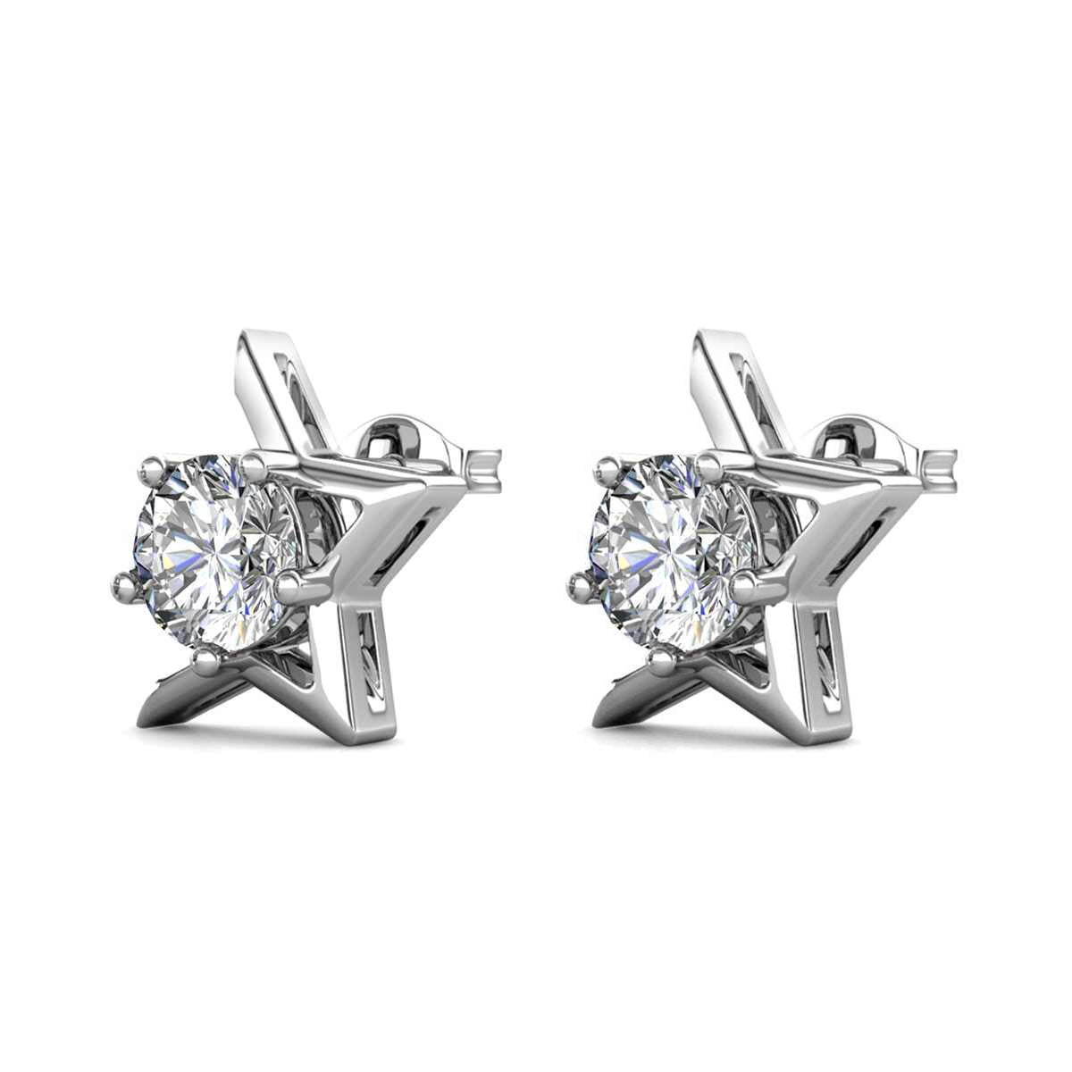 MGJ™ 1ct Moissanite Star Shaped Earrings Studs | 925 Sterling Silver 18K White Gold Plated