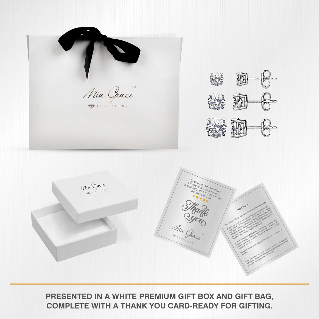 MGJ™ Sterling Silver Austrian Crystal Stud Earring Set of 3,