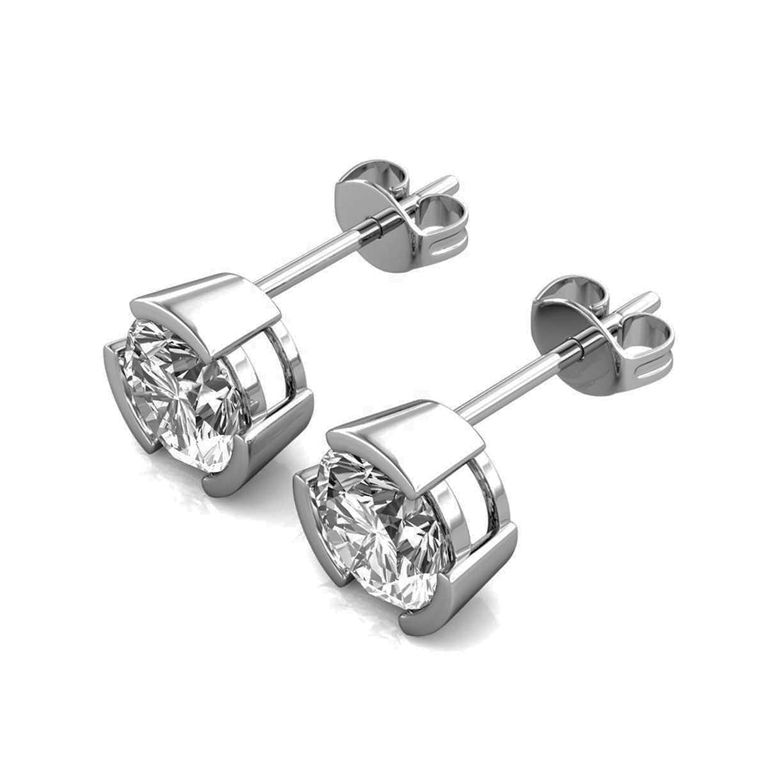 Fine Jewellery 925 Sterling Silver Classic Solitaire Stud Earrings