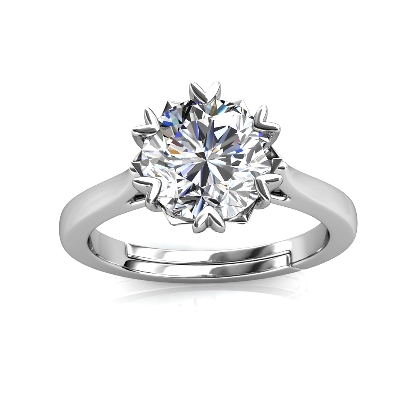 925 Silver 1 Crt Mini Heart Moissanite Diamond Ring