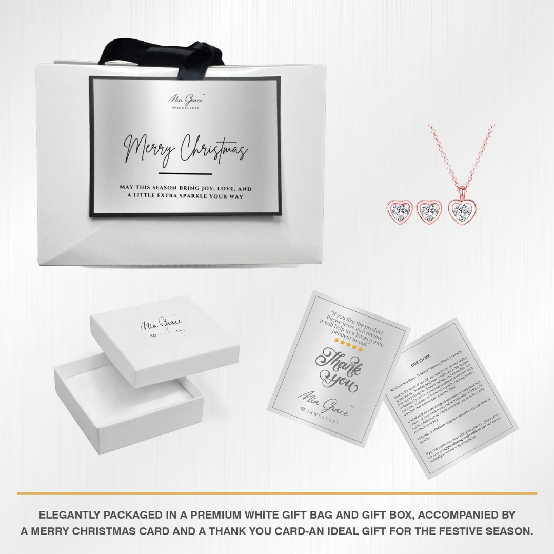 Two heart Pendant & Earring Set