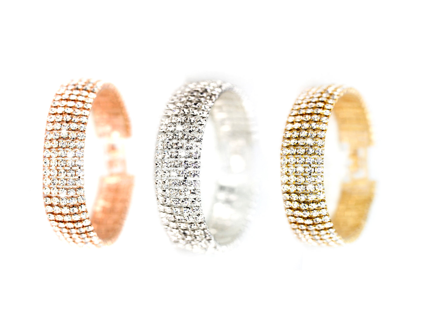 Five row Bracelet Encrusted with Crystals from Swarovski