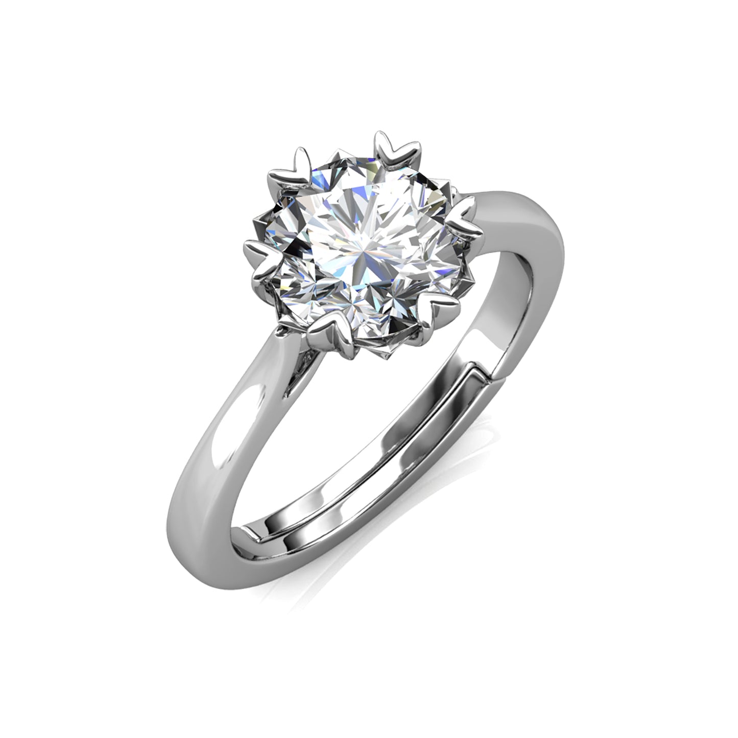 925 Silver 1 Crt Mini Heart Moissanite Diamond Ring