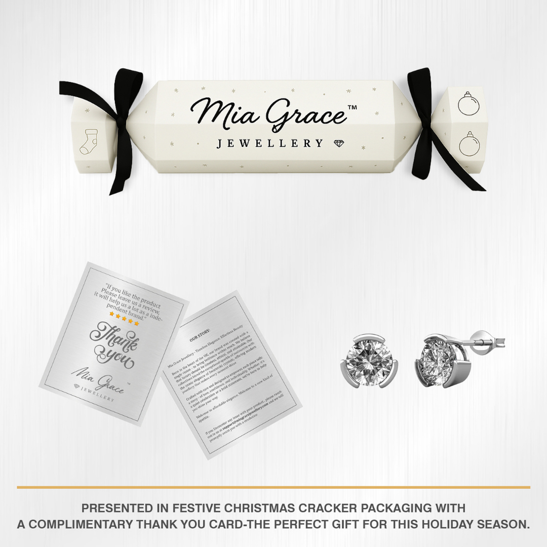 MGJ™ 1ct Moissanite Solitaire Stud Earrings 925 Sterling Silver GRA Certified 18K White Gold Plated