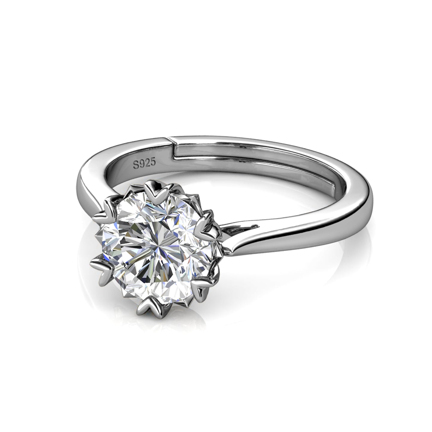 925 Silver 1 Crt Mini Heart Moissanite Diamond Ring
