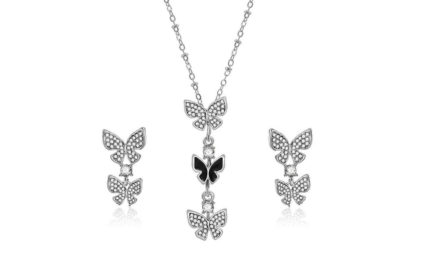 Butterfly Link Set Encrusted with Crystals for Swarovski