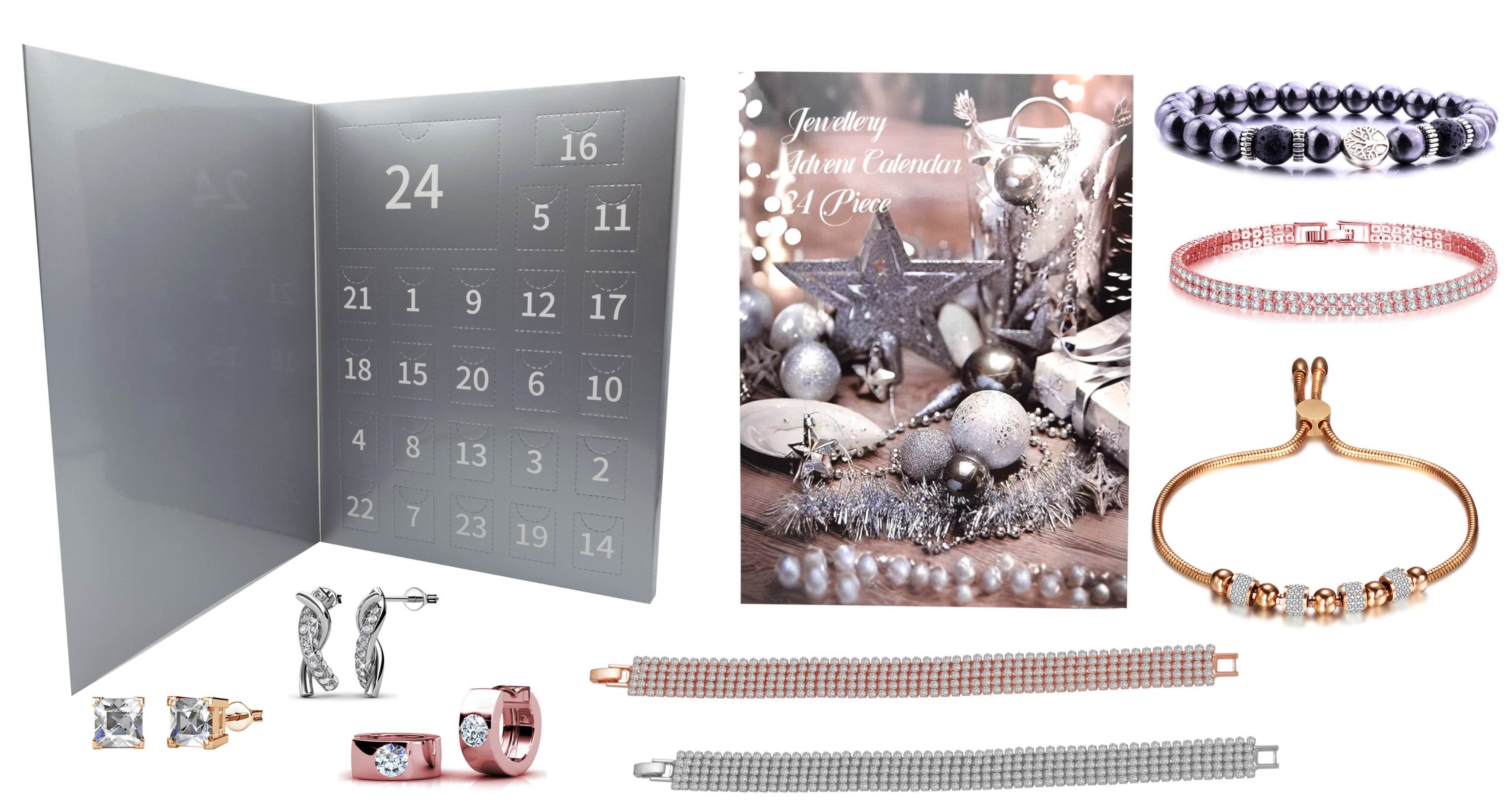 24 Piece Advent Calendar Encrusted with Crystals from Swarovski
