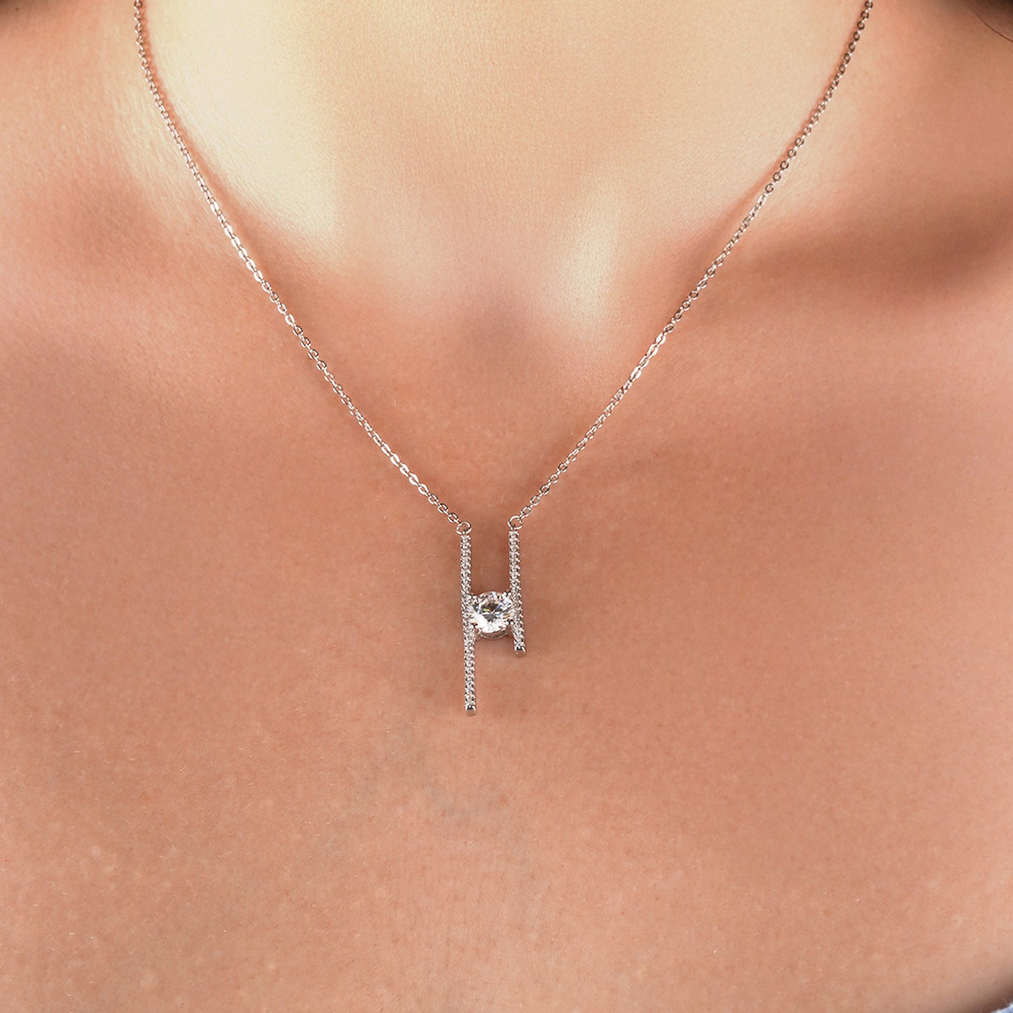 Mia Grace Jewellery MGJ™ 1ct Moissanite H Pendant Necklace | 925 Sterling Silver