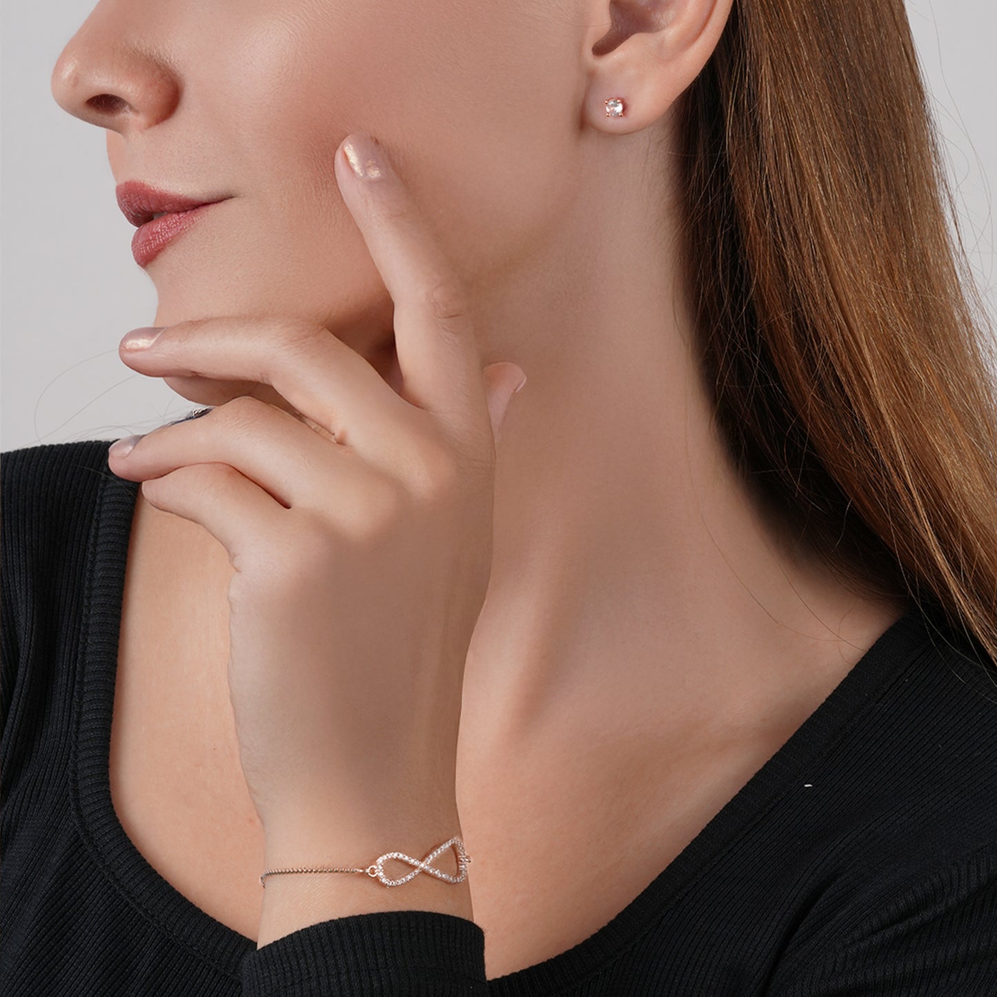 Infinity Bracelet & Earring Set Encrusted with Crystals from Swarovski