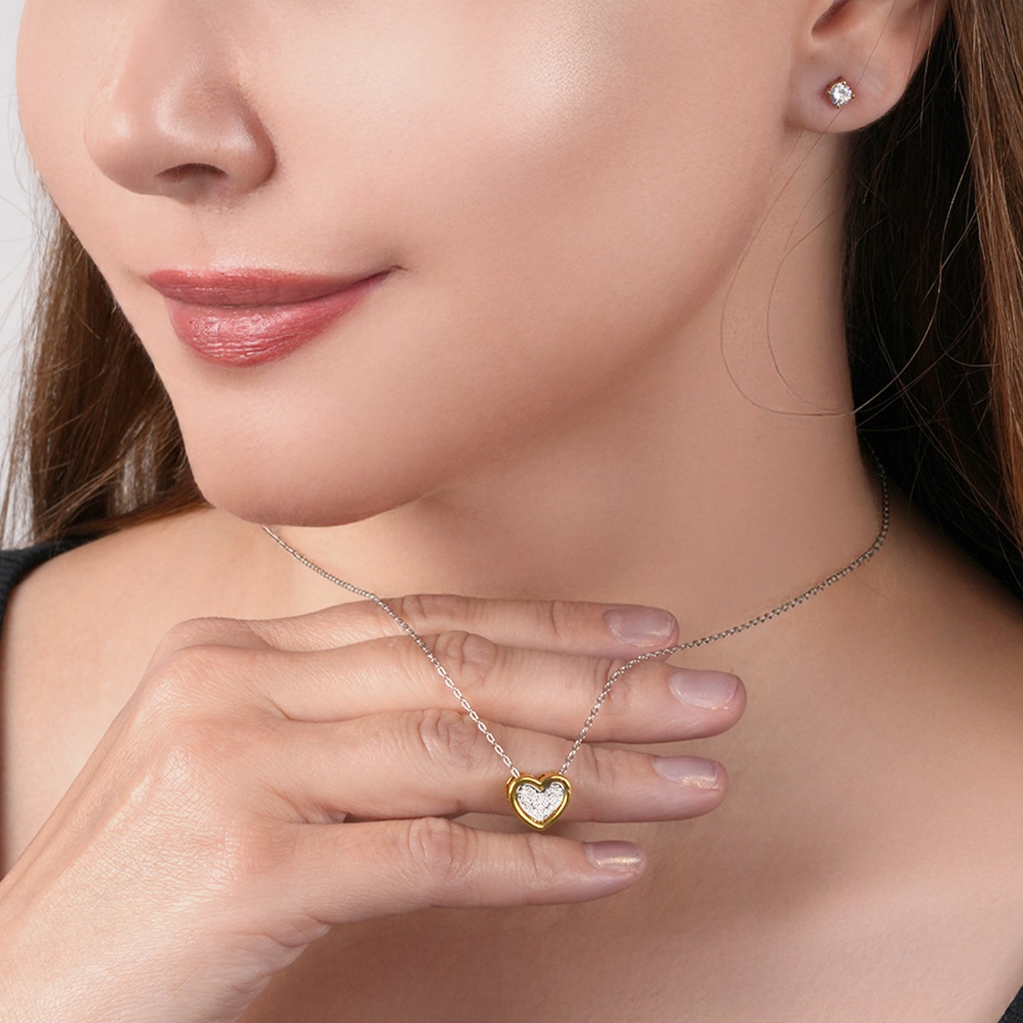 Two become One heart Pendant and earrings