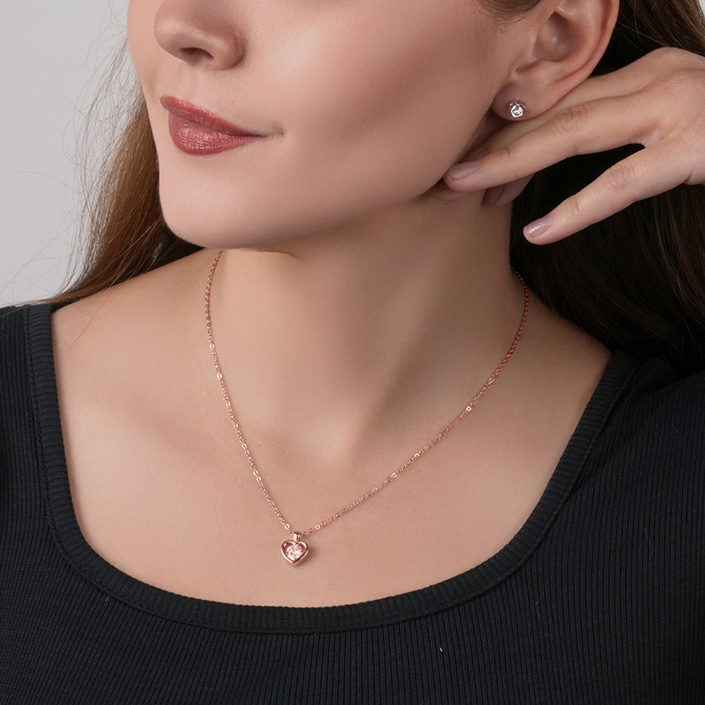 Two heart Pendant & Earring Set