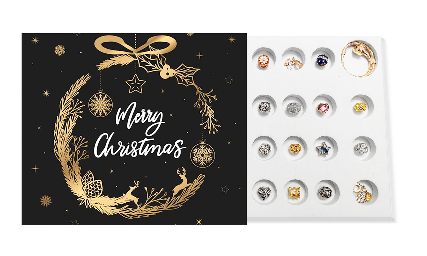 Merry Christmas Charm Bracelet Box Set Encrusted with Crystals from Swarovski