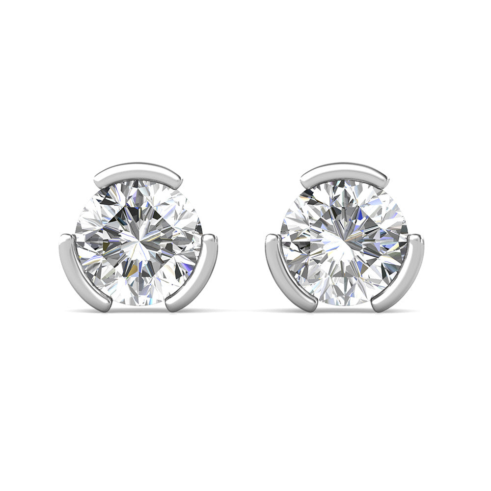 MGJ™ 1ct Moissanite Solitaire Stud Earrings 925 Sterling Silver GRA Certified 18K White Gold Plated