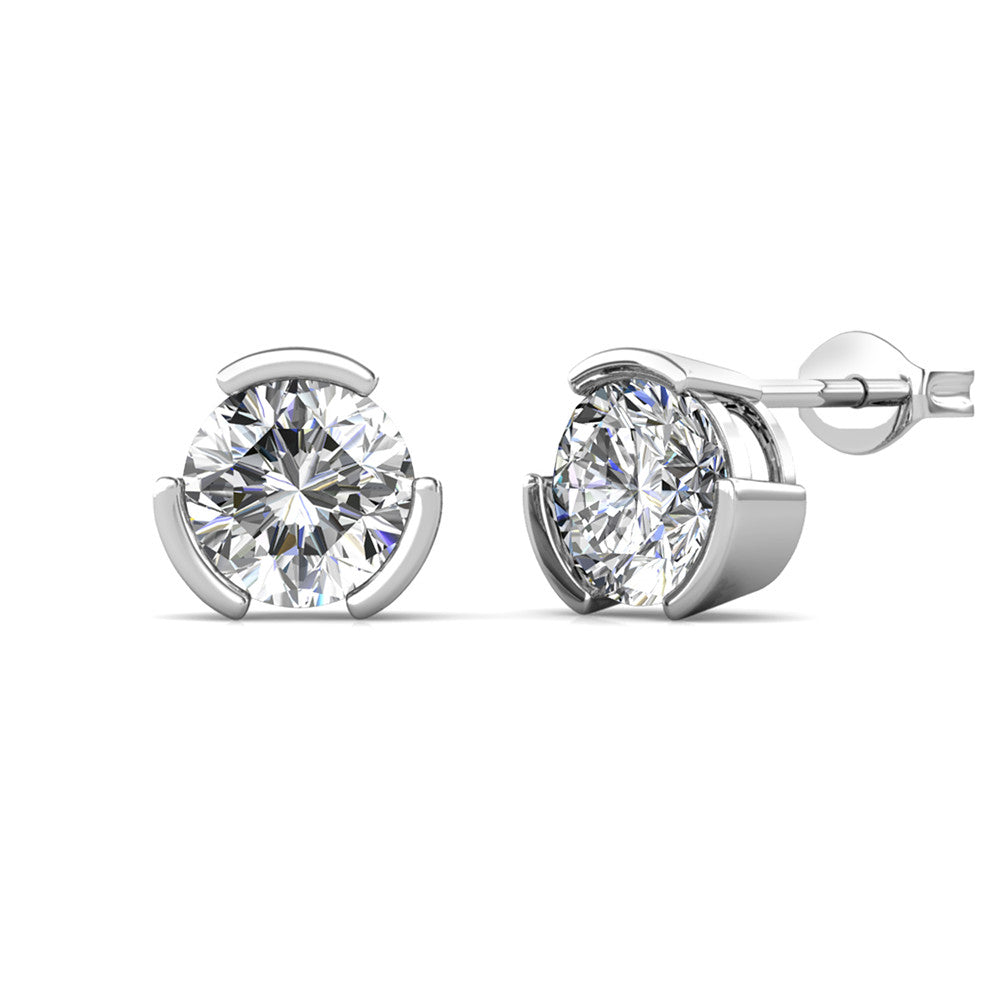 MGJ™ 1ct Moissanite Solitaire Stud Earrings 925 Sterling Silver GRA Certified 18K White Gold Plated