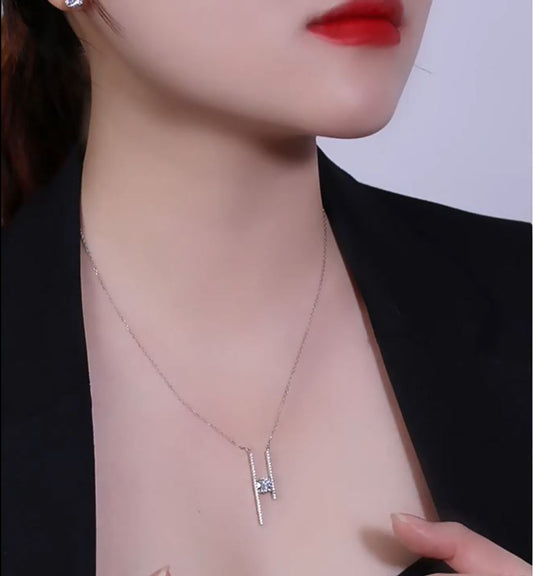 Silver Auteur Moissanite Diamond H Pendant