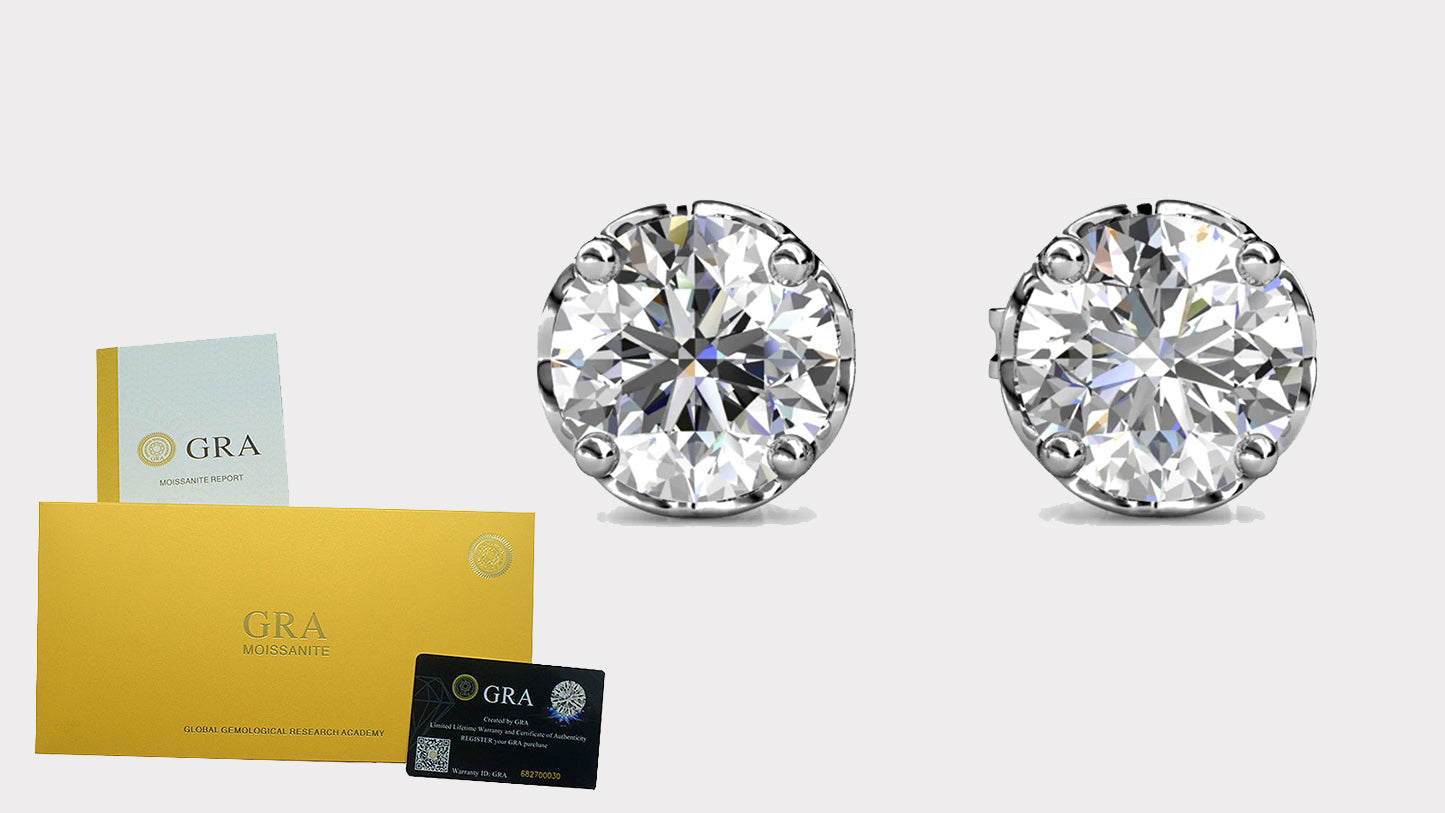 MGJ™ 1ct Moissanite Earrings Studs | 925 Sterling Silver