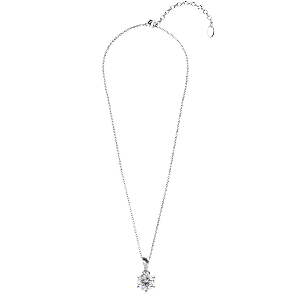 Ideal Cut 1 Carat Moissanite Lab Grown Diamond 925 Sterling Silver Solitaire Pendant