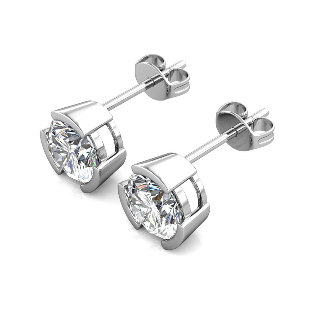 MGJ™ 1ct Moissanite Solitaire Stud Earrings 925 Sterling Silver GRA Certified 18K White Gold Plated