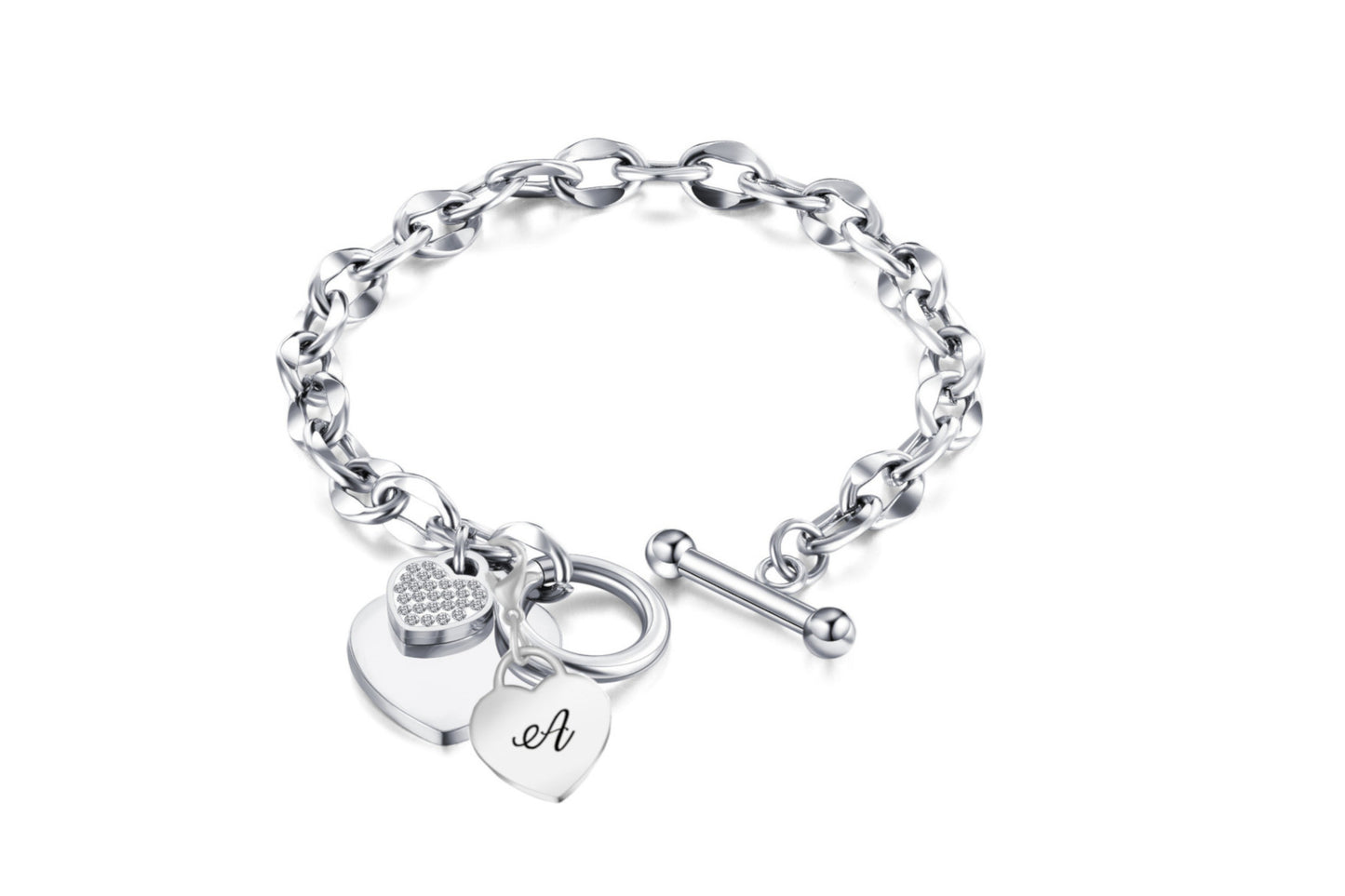 Heart Toggle Initial Bracelet