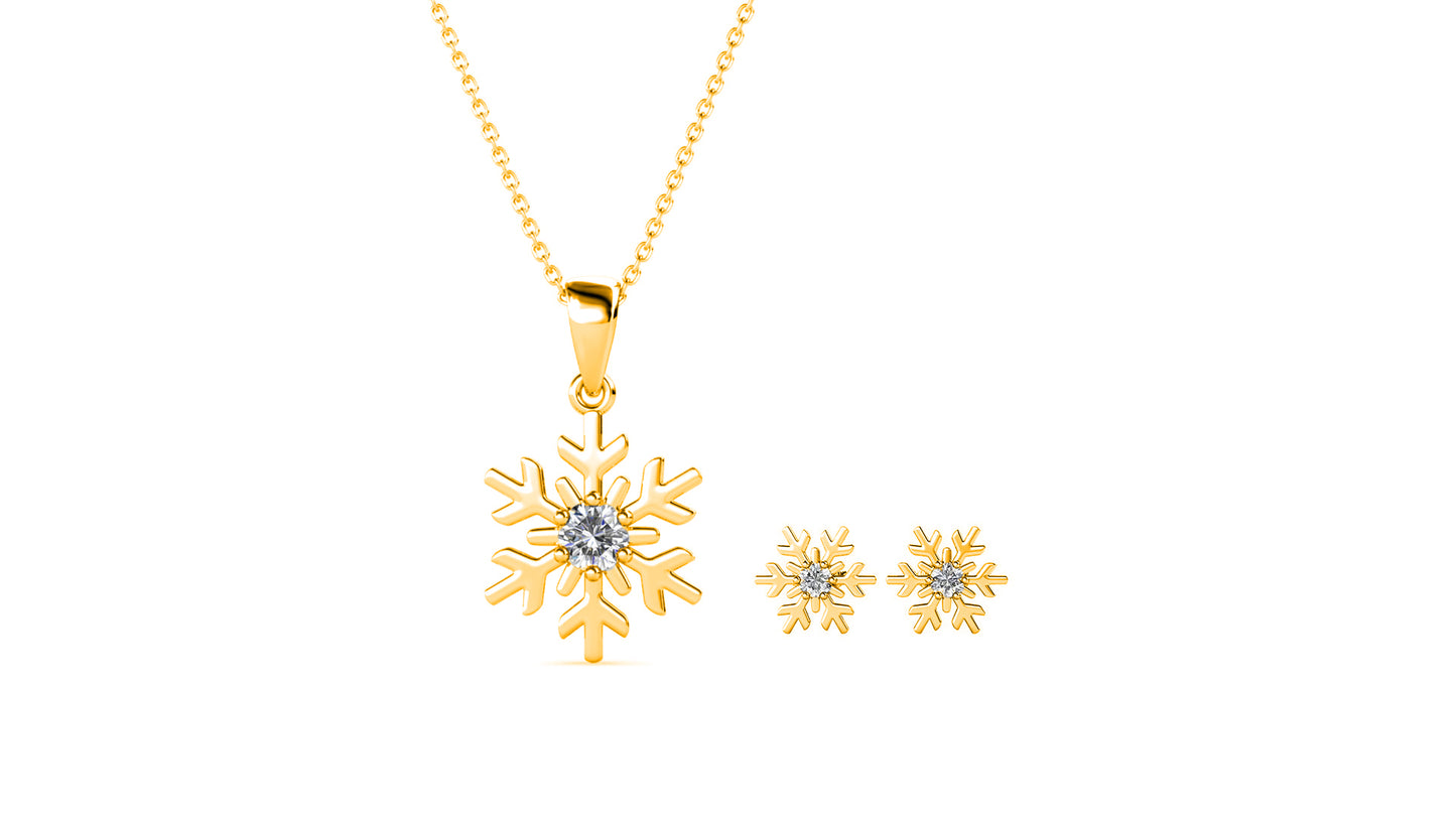 Snowflake Pendant and Earrings