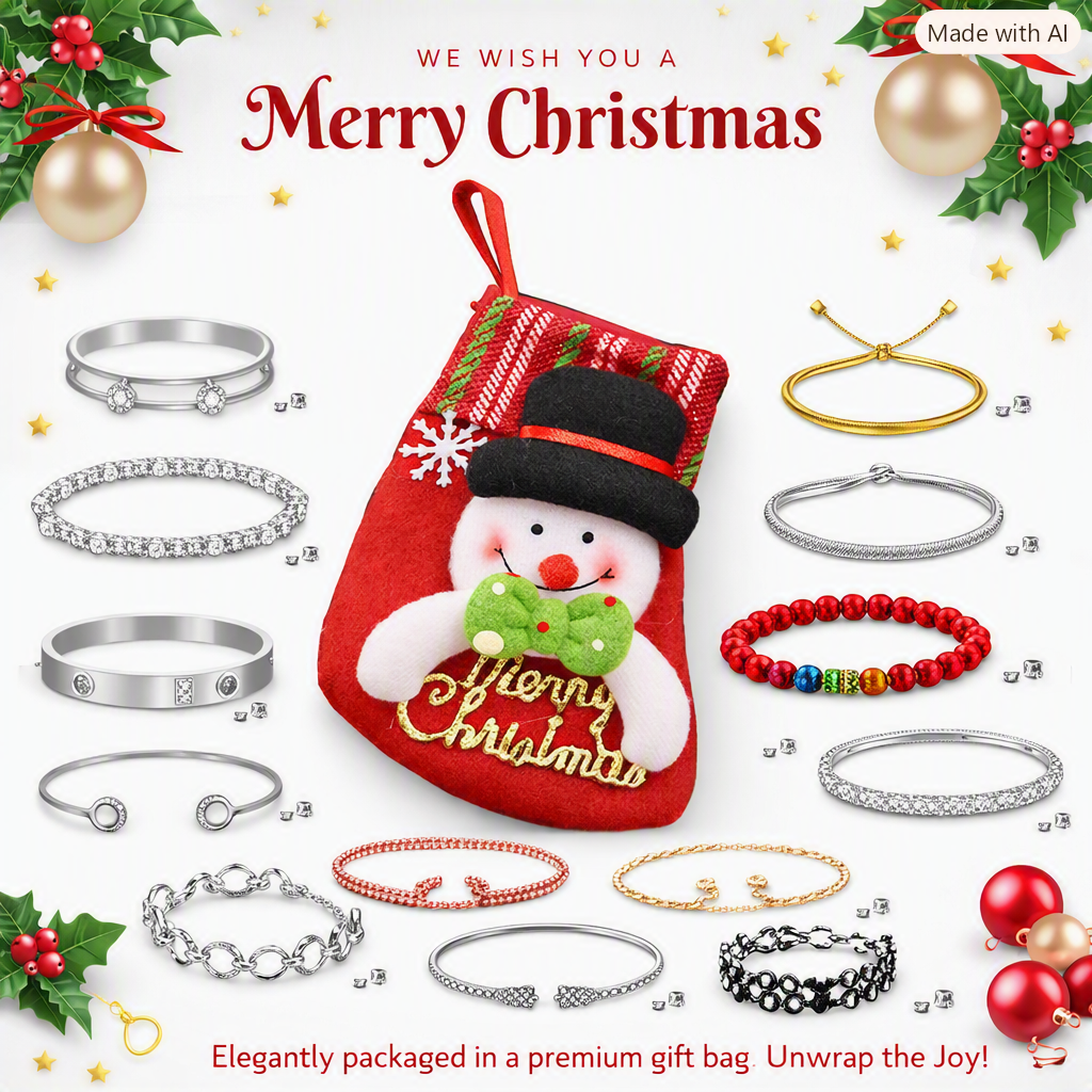 Snowman Stocking Bangle 6 pack