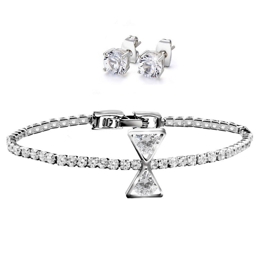 Crystal Bow Tennis Bracelet & Earrings
