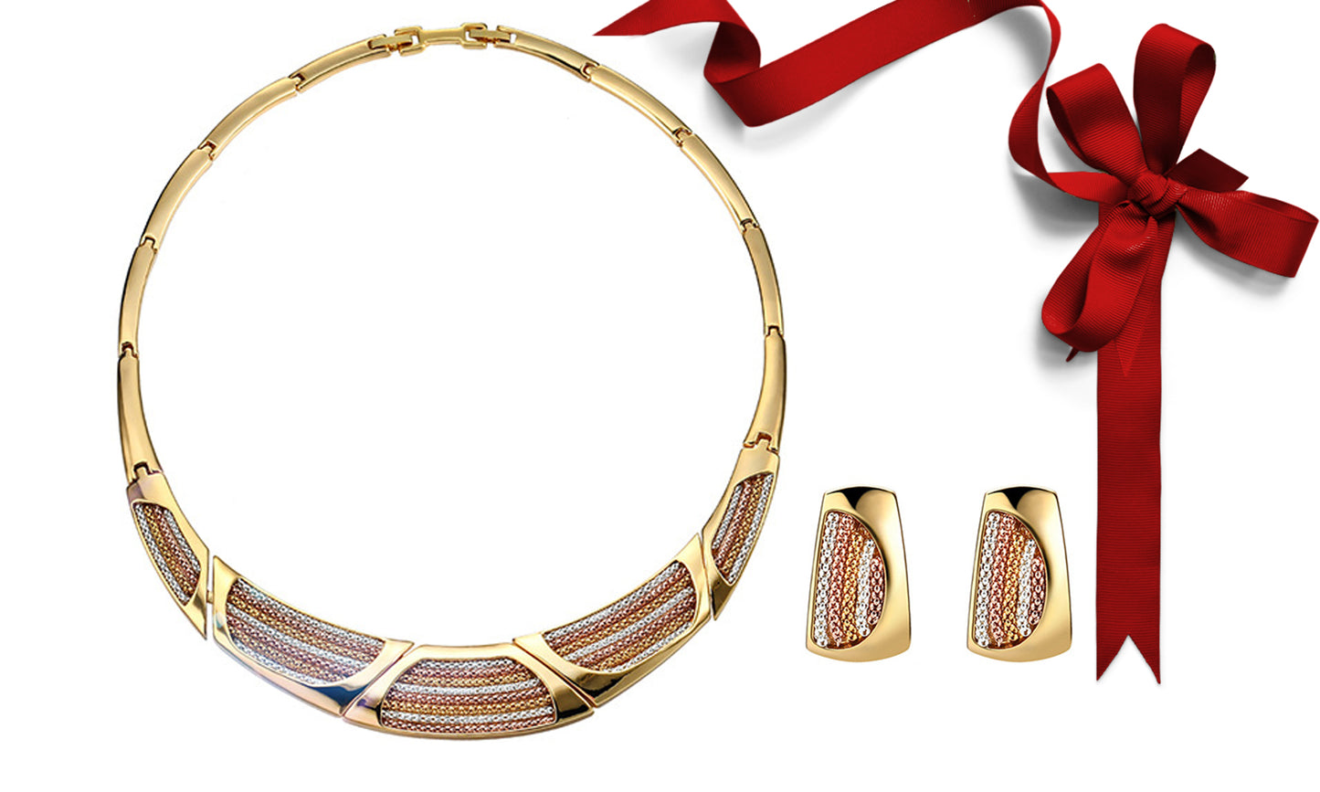 Ruski Statement 4 Piece Jewellery Set with Tri Colour Chain