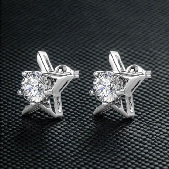 Star Moissanite Diamond Earrings.