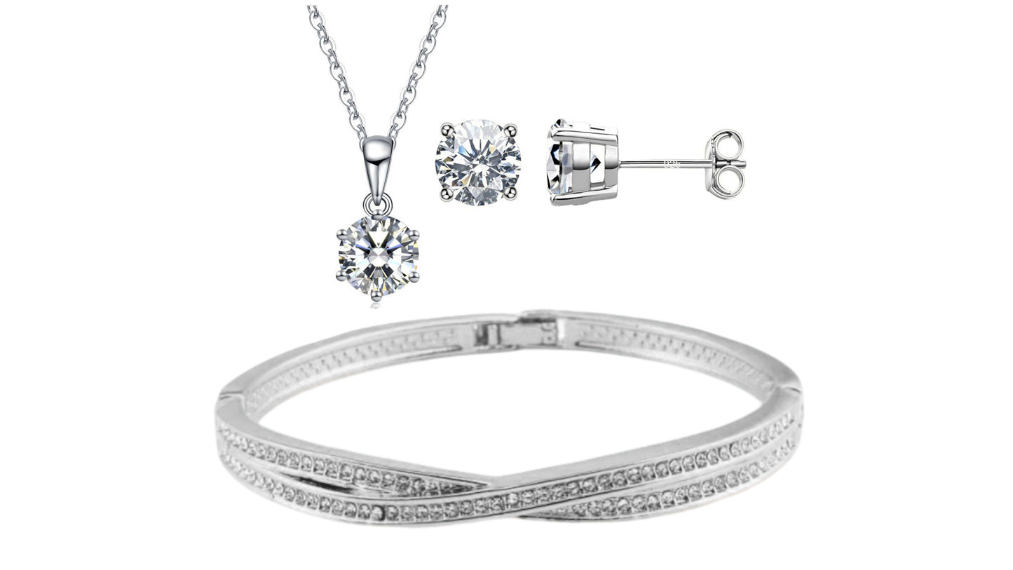 Crossover Tri Set Encrusted with Crystals from Swarovski