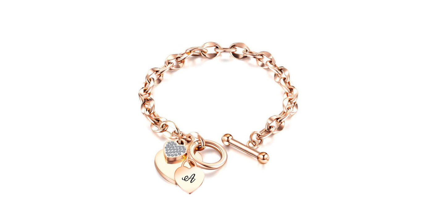 Heart Toggle Initial Bracelet