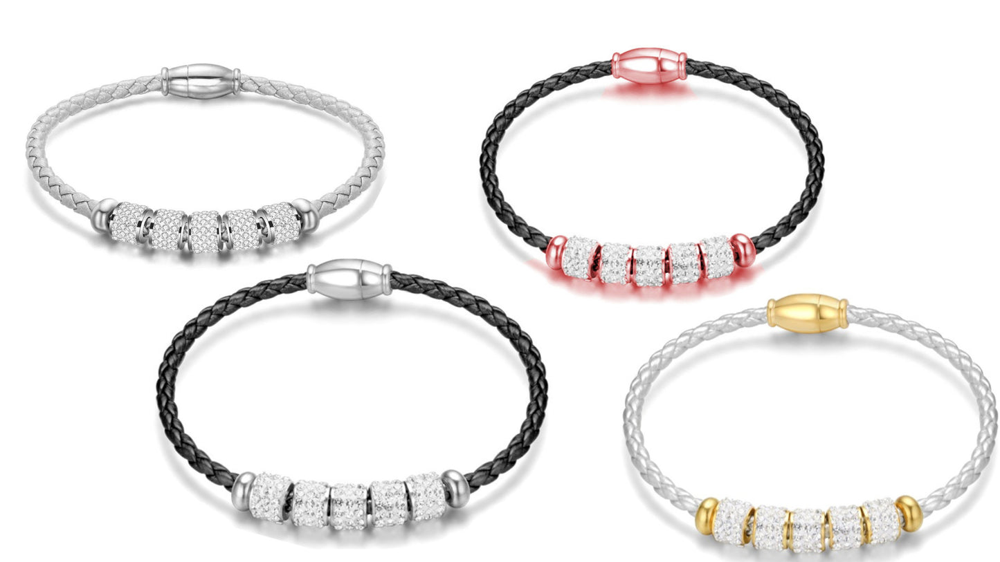 Leather Pave Bracelets