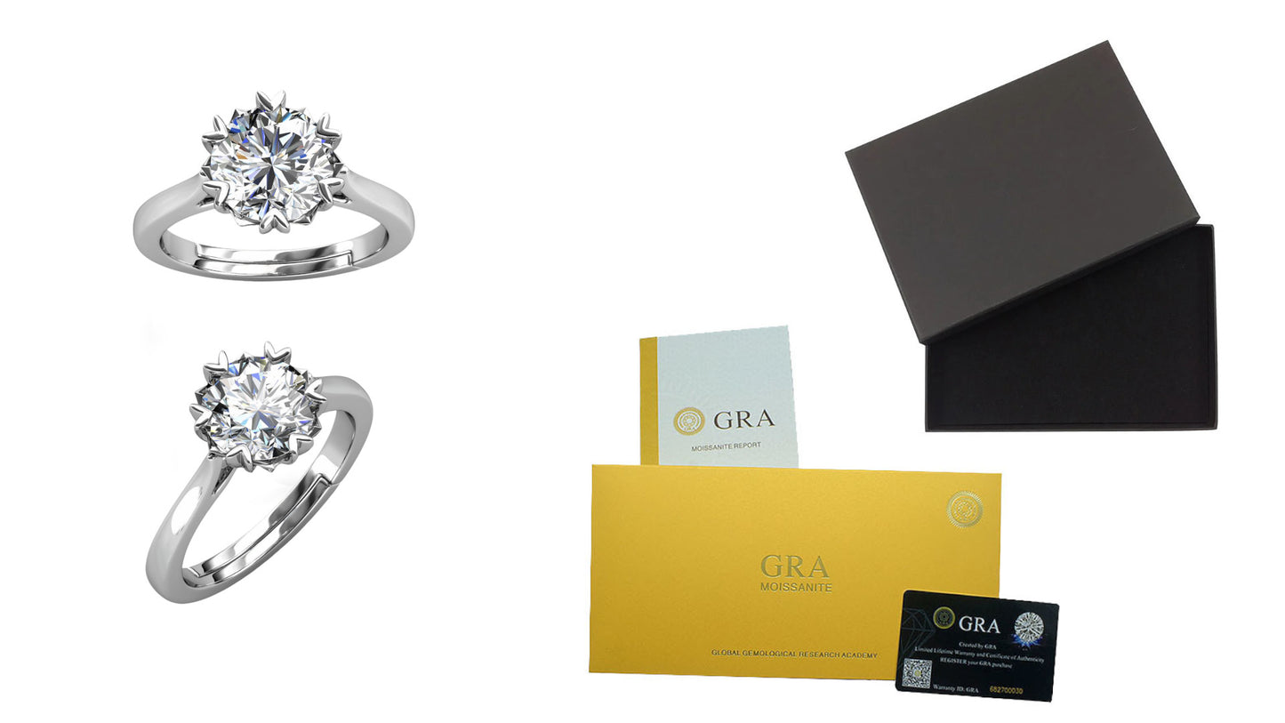 925 Silver 1 Crt Mini Heart Moissanite Diamond Ring