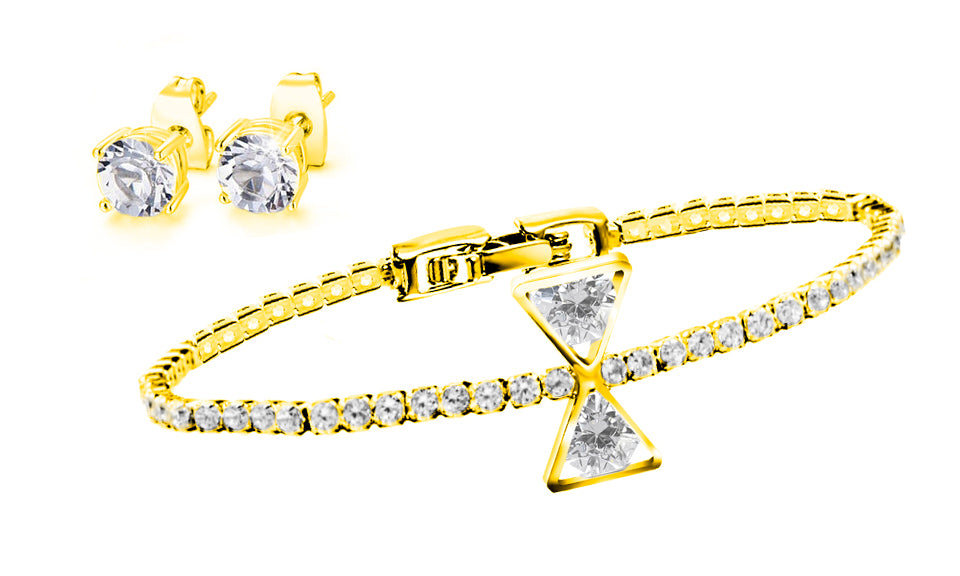 Crystal Bow Tennis Bracelet & Earrings
