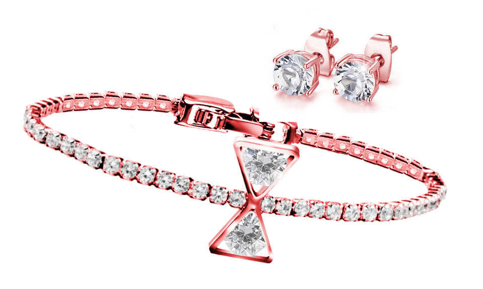 Crystal Bow Tennis Bracelet & Earrings
