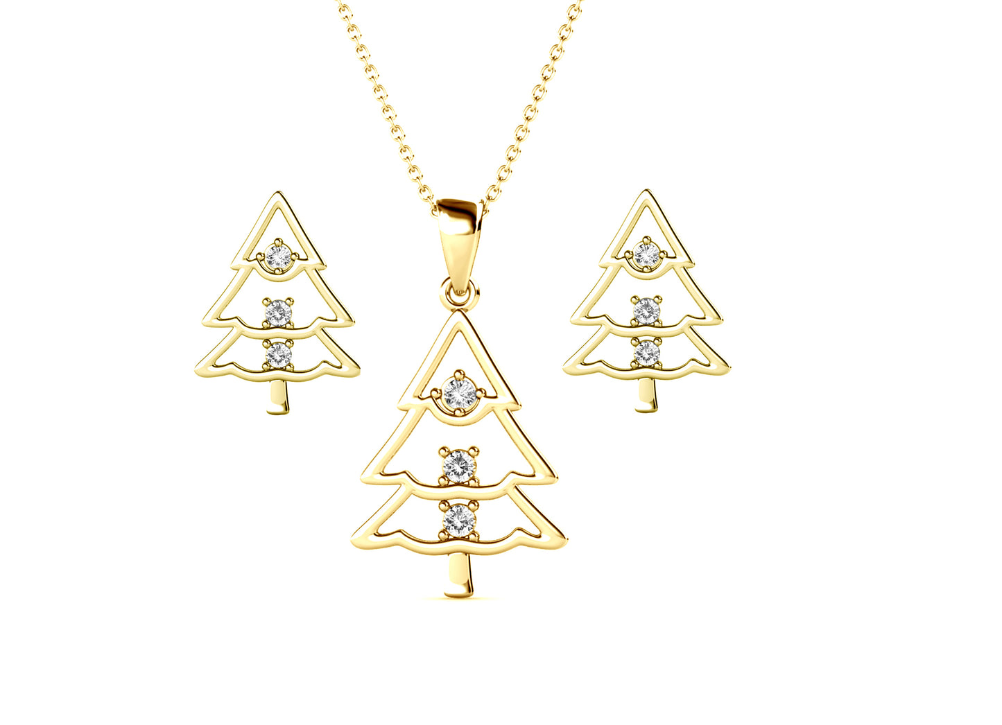 Christmas Tree Set Encrusted with Crystals from Swarovski