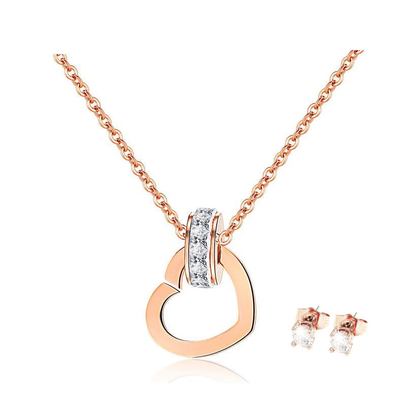 Heart Charm Pendant & Earrings