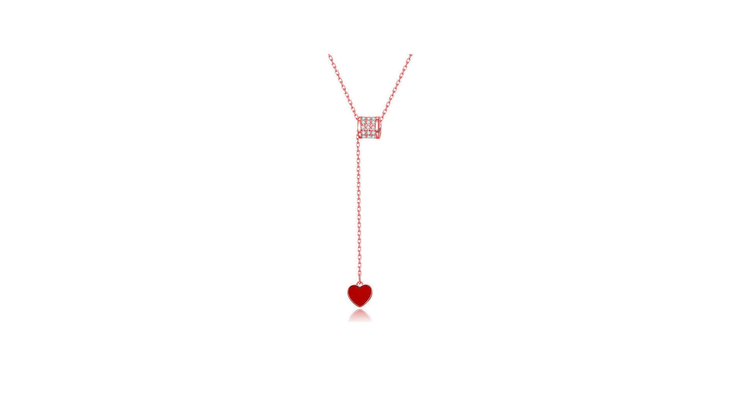 Drop Heart Pave Necklace