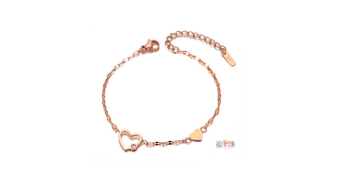 Solitaire Heart Bracelet & Earring Set