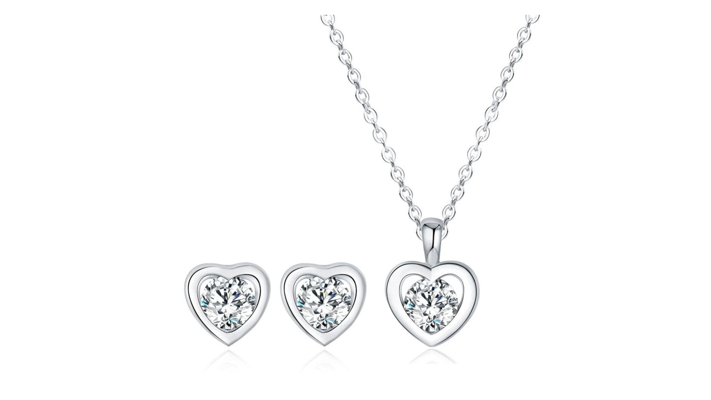 Two heart Pendant & Earring Set