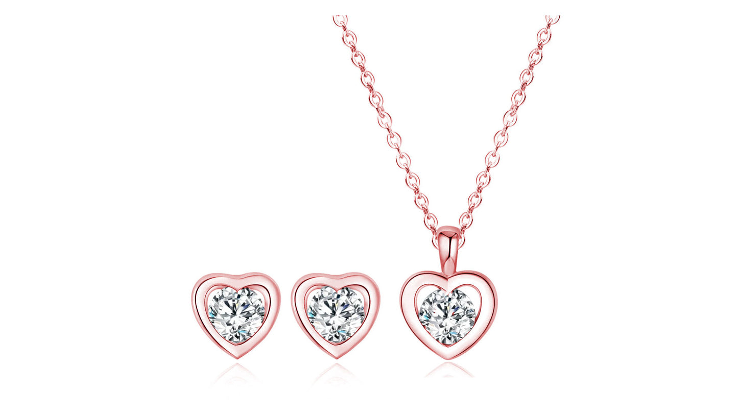 Two heart Pendant & Earring Set