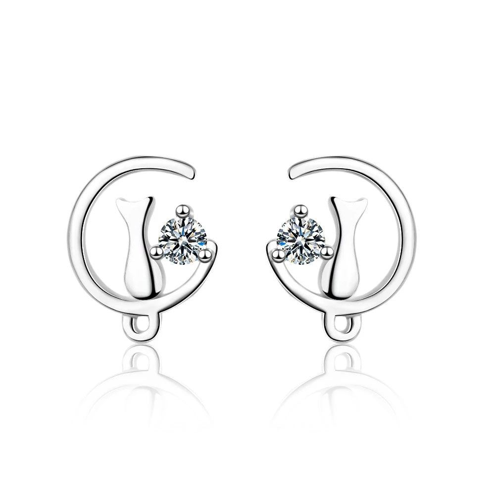 925 Circle Solitaire Earrings