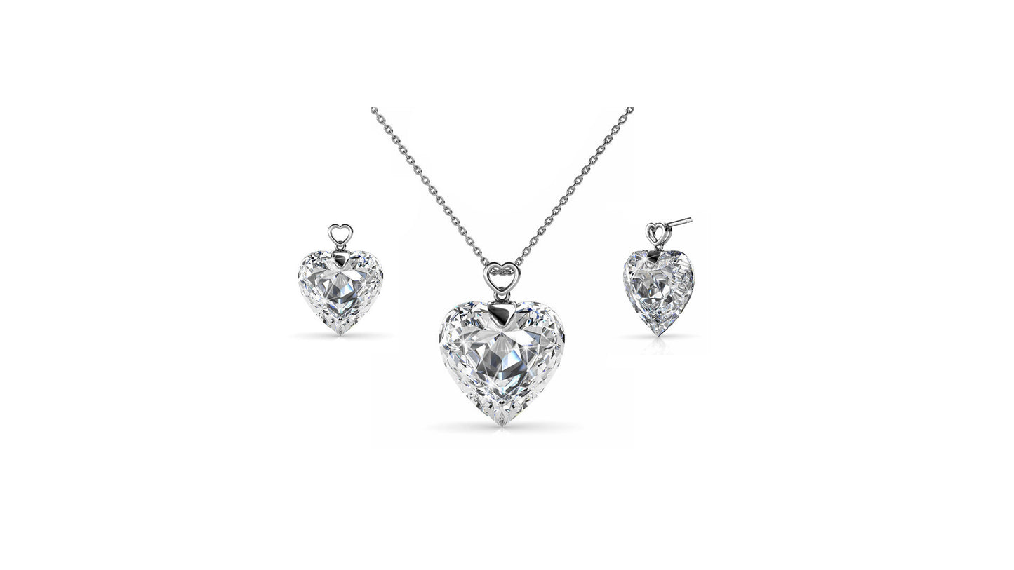 Clear Heart Set Silver