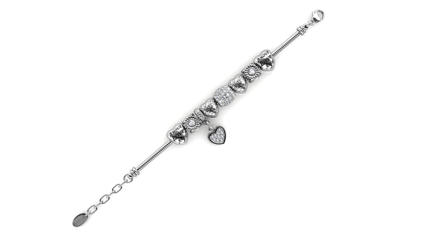 Drop Heart Charm Bracelet