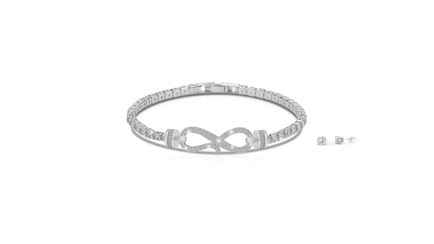Pave Infinity Tennis Bracelet & Earring Set